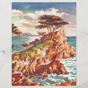 Papier Vintage Monterey Coastline California Tourisme USA