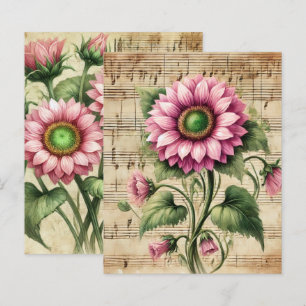 Papier Vintage Music Rose & Vert Sunflowers Scrapbook
