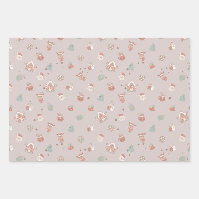 Papier Vintage Noël Papier 3 feuilles (Devant)