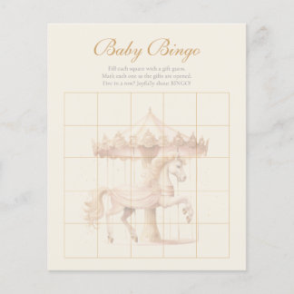 Papier Vintage Pink Carousel Horse Watercolor Bingo Game