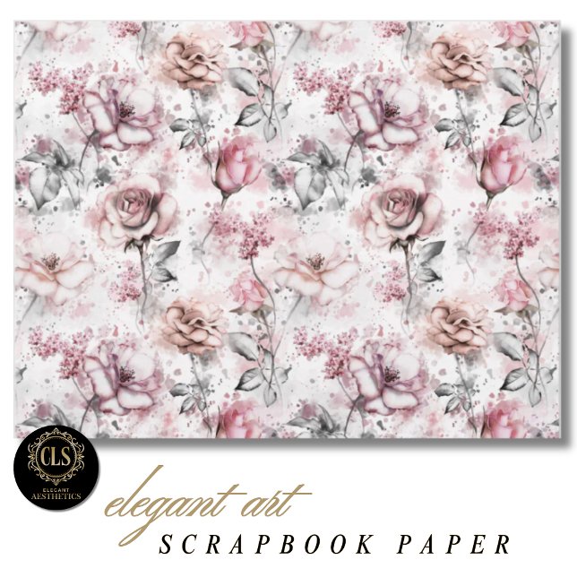 Papier Vintage Rose Ephemera Scrapbook Paper  (Decoupage Paper – Vintage Rose Ephemera)