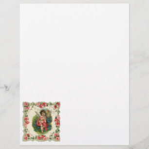 Papier Vintage Saint-Valentin victorien Chérubin au télép