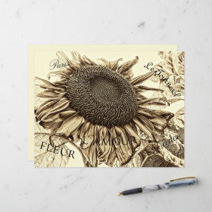 Papier Vintage Tournesol Sepia Tone Vieux Script Découpag