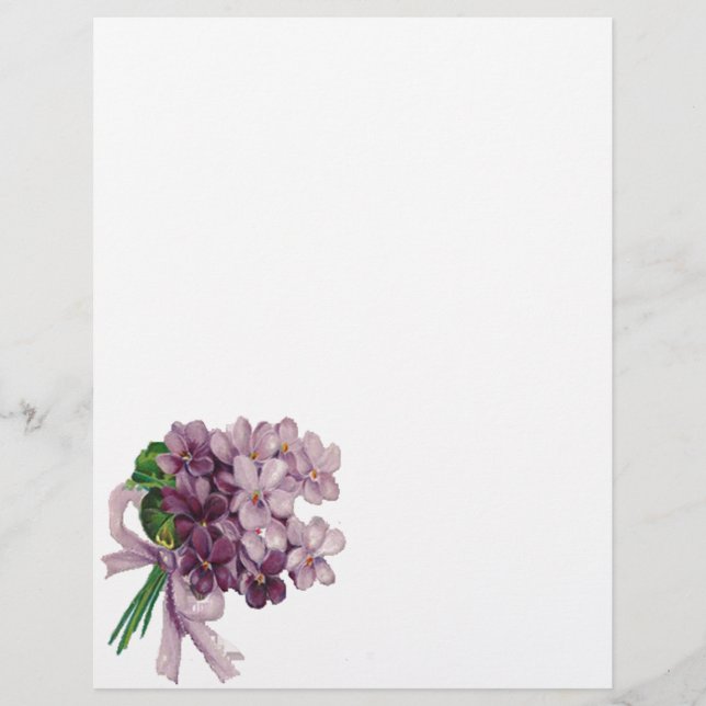 Papier Vintage Violets Nosegay Bouquet En-tête (Devant)