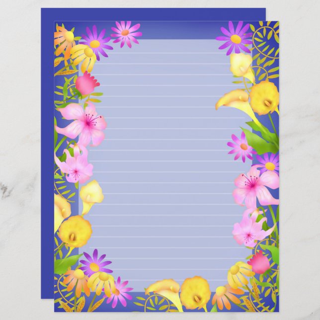 Papier Violet du jardin floral (Devant / Derrière)