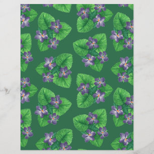 Papier Violets sur vert émeraude
