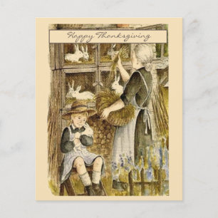 Papier Vitage Retro Thanksgiving Girl Greeting Holiday