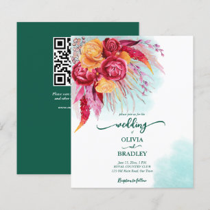 Papier Viva magenta burgundy orange rose budget invitatio