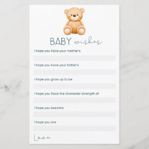 Papier Voeux bébé   Teddy Bear Baby Boy Shoy Jeux