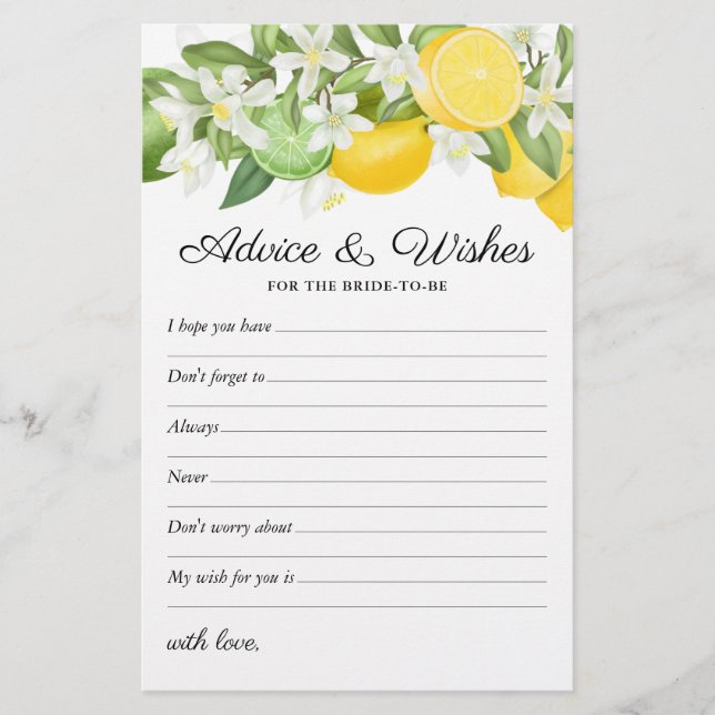 Papier Voeux & Conseils Citrus Fête des mariées de verdur (Devant)