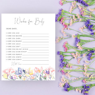 Papier Vœux de baby shower pour bébé en fleurs