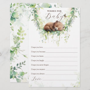 Papier Vœux de Baby Shower pour la verdure des animaux de