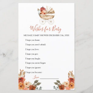 Papier Vœux de bébé pour la baby shower florale de pousse