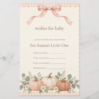 Papier Vœux de citrouille rose pour l'activité de Baby Sh