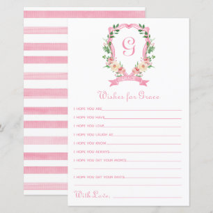 Papier Vœux de Couronne Florale Rose pour Bébé