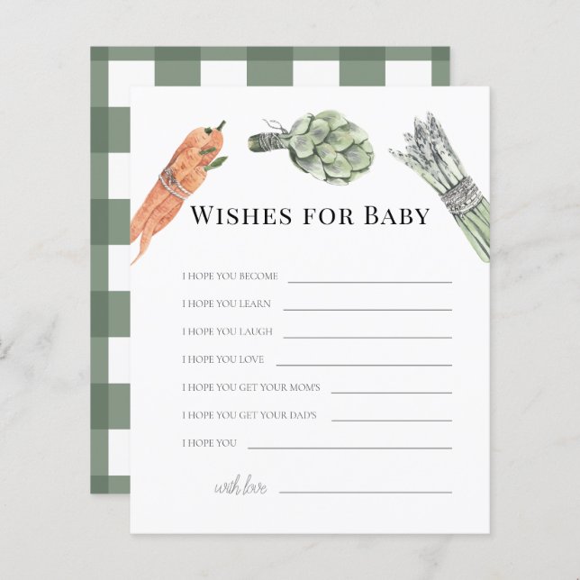 Papier Voeux de légumes pour Baby Green Conseil (Devant / Derrière)