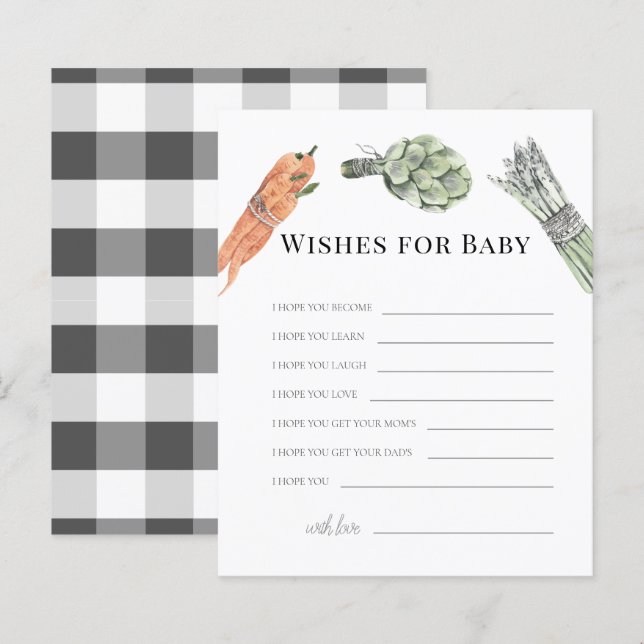 Papier Voeux de légumes pour conseil bébé (Devant / Derrière)