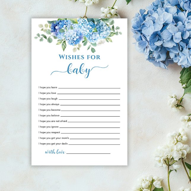 Papier Vœux de l'hortensia bleu pour jeu de bébé (Créateur téléchargé)