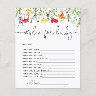 Papier Voeux fleur sauvage pour le jeu de Baby shower béb
