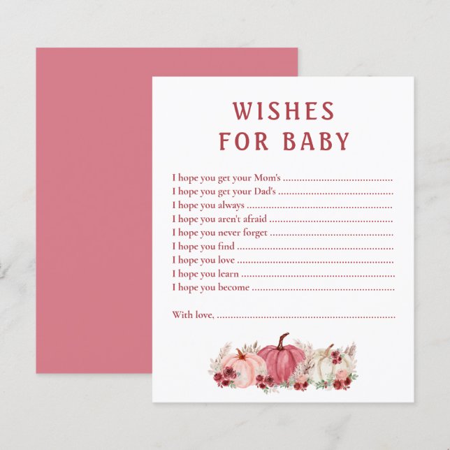 Papier Voeux Pour Baby Card Citrouille Baby shower Jeu (Devant / Derrière)