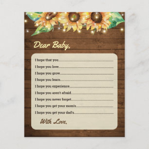 Papier Voeux pour Baby Card Sunflower Chaussure Conseils