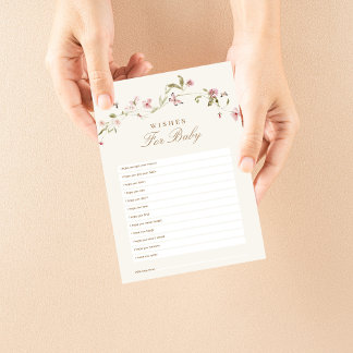 Papier Voeux pour Baby shower bébé jeu Bunny rose floral