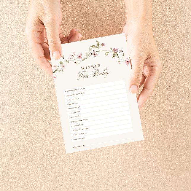 Papier Voeux pour Baby shower bébé jeu Bunny rose floral (Créateur téléchargé)