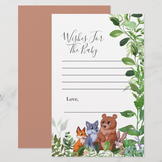Papier Vœux pour bébé Amis de bébé de la forêt de Woodlan (Devant / Derrière)