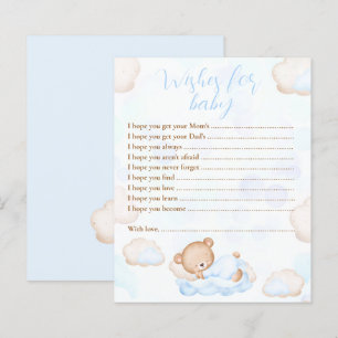 Papier Voeux Pour Bébé Bear Blue Baby shower Jeu