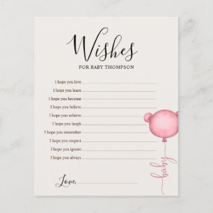 Papier Voeux pour bébé Beary rose mignon Baby shower jeu