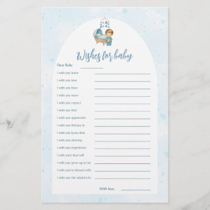 Papier Voeux pour bébé Cute Boy Blue Baby shower Card