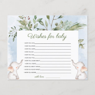 Papier Voeux Pour Bébé Elephant Blue Baby shower Jeu