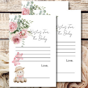 Papier Voeux pour bébé gibier doux petit agneau rose fleu