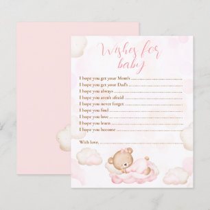 Papier Voeux Pour Bébé Ours Rose Baby shower Jeu