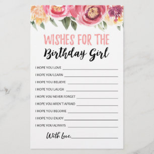 Papier Voeux pour la fête d'anniversaire fille jeu d'anni