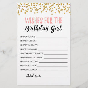 Papier Voeux pour la fête d'anniversaire fille jeu d'anni