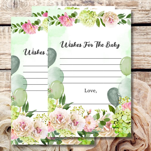 Papier Voeux pour le jeu de bébé vert hydrangea fleurs ro (Créateur téléchargé)