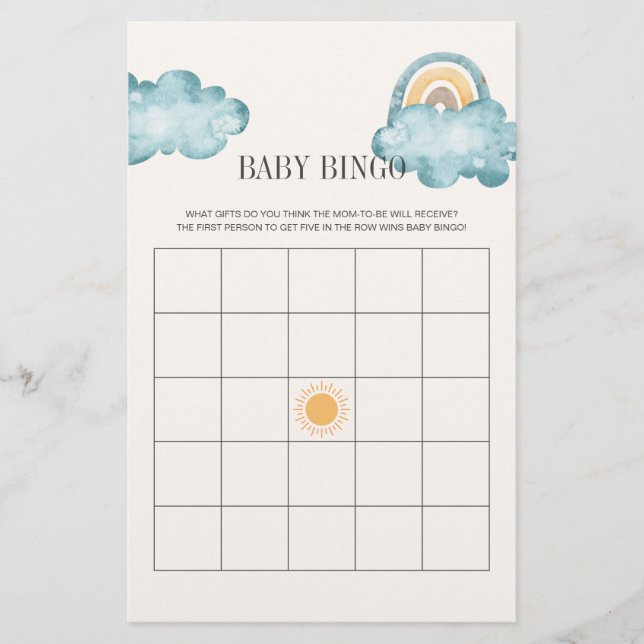 Papier Voici Le Baby shower Fils Jeu De Bingo (Devant)