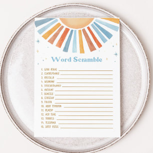 Papier Voici le Baby shower Fils Word Scramble Jeu
