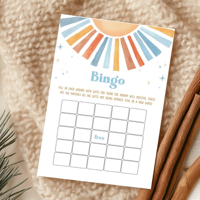Papier Voici le jeu de Bingo de Baby shower Son (Boho Sunshine Baby Shower Bingo Game)