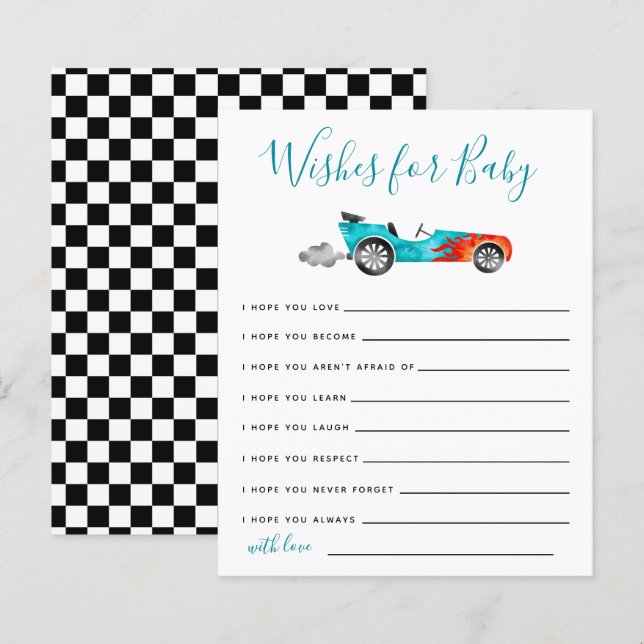 Papier Voiture Blue Race Wis for Baby Card (Devant / Derrière)
