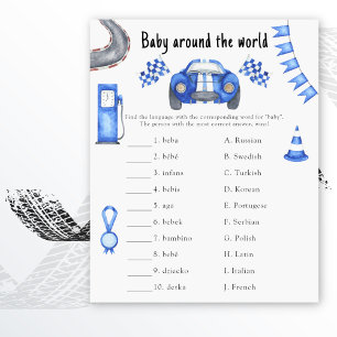 Papier Voiture de course - Baby autour du monde jeu