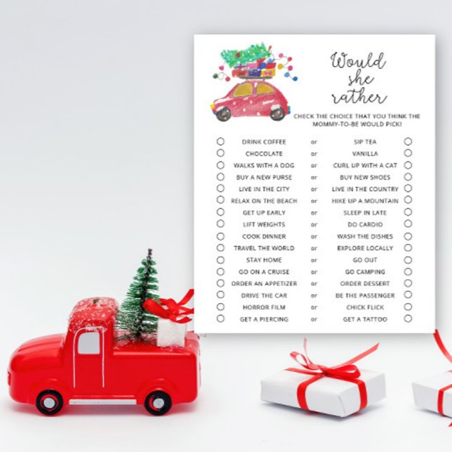 Papier Voiture d'hiver - Elle préfère Baby shower Jeu (Créateur téléchargé)