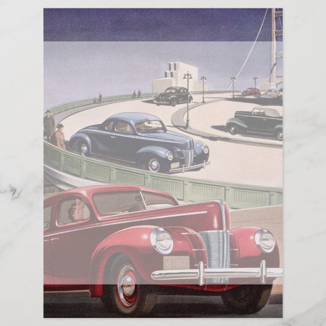 Papier Voitures d'époque, Voyage sur la route des berline (Devant)