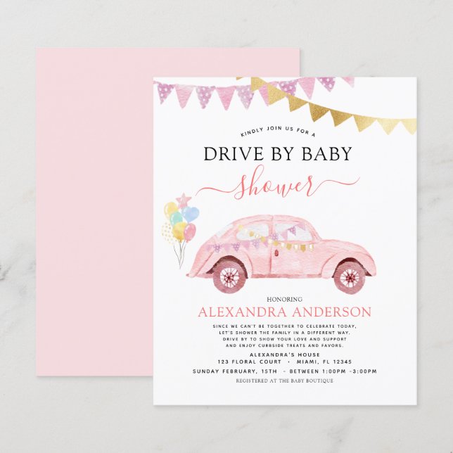 Papier Volet Budget Par Baby shower Blush Pink Gold Foil (Devant / Derrière)