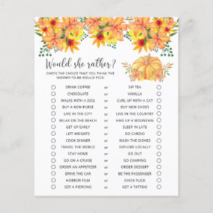 Papier Voudrait-Elle Plaire - Baby shower Citrouille Jeu