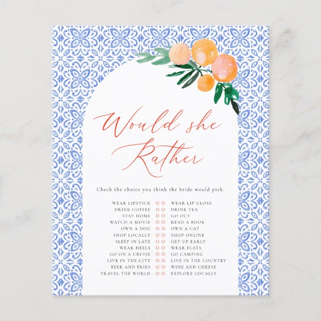 Papier Voudrait-Elle Plaire Orange Spritz Fête des mariée (Devant)