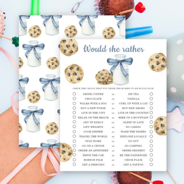 Papier Voudrait-elle plutôt Lait Cookies baby shower jeu (Créateur téléchargé)