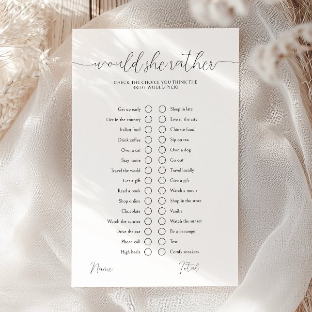 Papier Voudrait-Elle Plutôt Moderne Fête des mariées Jeu (Créateur téléchargé)