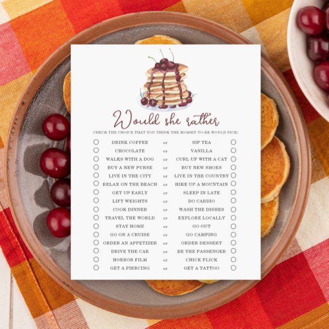 Papier Voudrait-elle plutôt Pancakes baby shower jeu (Créateur téléchargé)